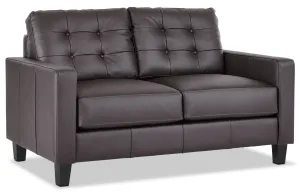 Kylie Leather Loveseat - Coffee