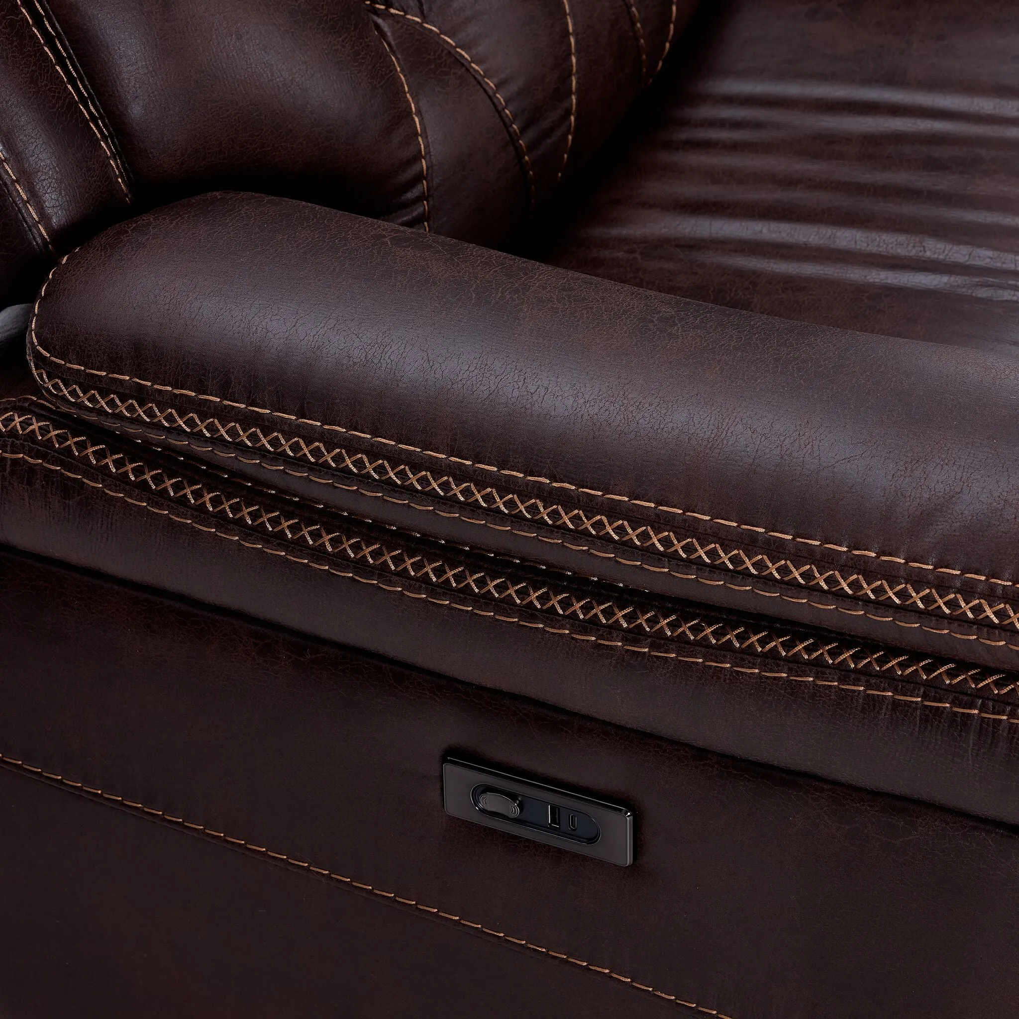 Laredo Power Reclining Loveseat with Console - Walnut