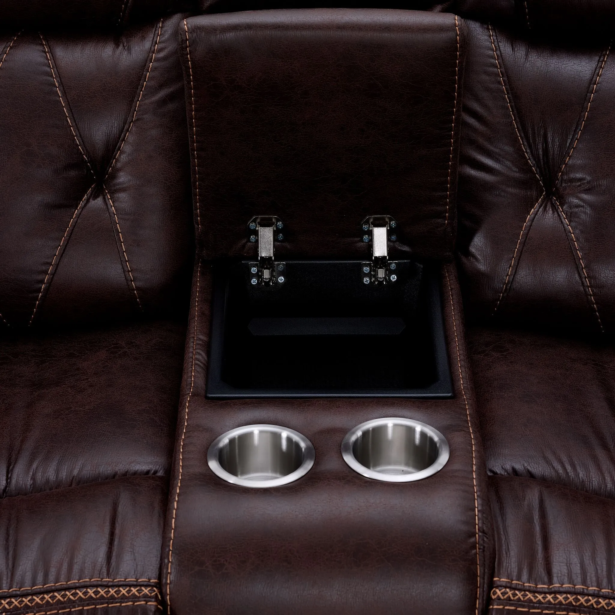 Laredo Power Reclining Loveseat with Console - Walnut