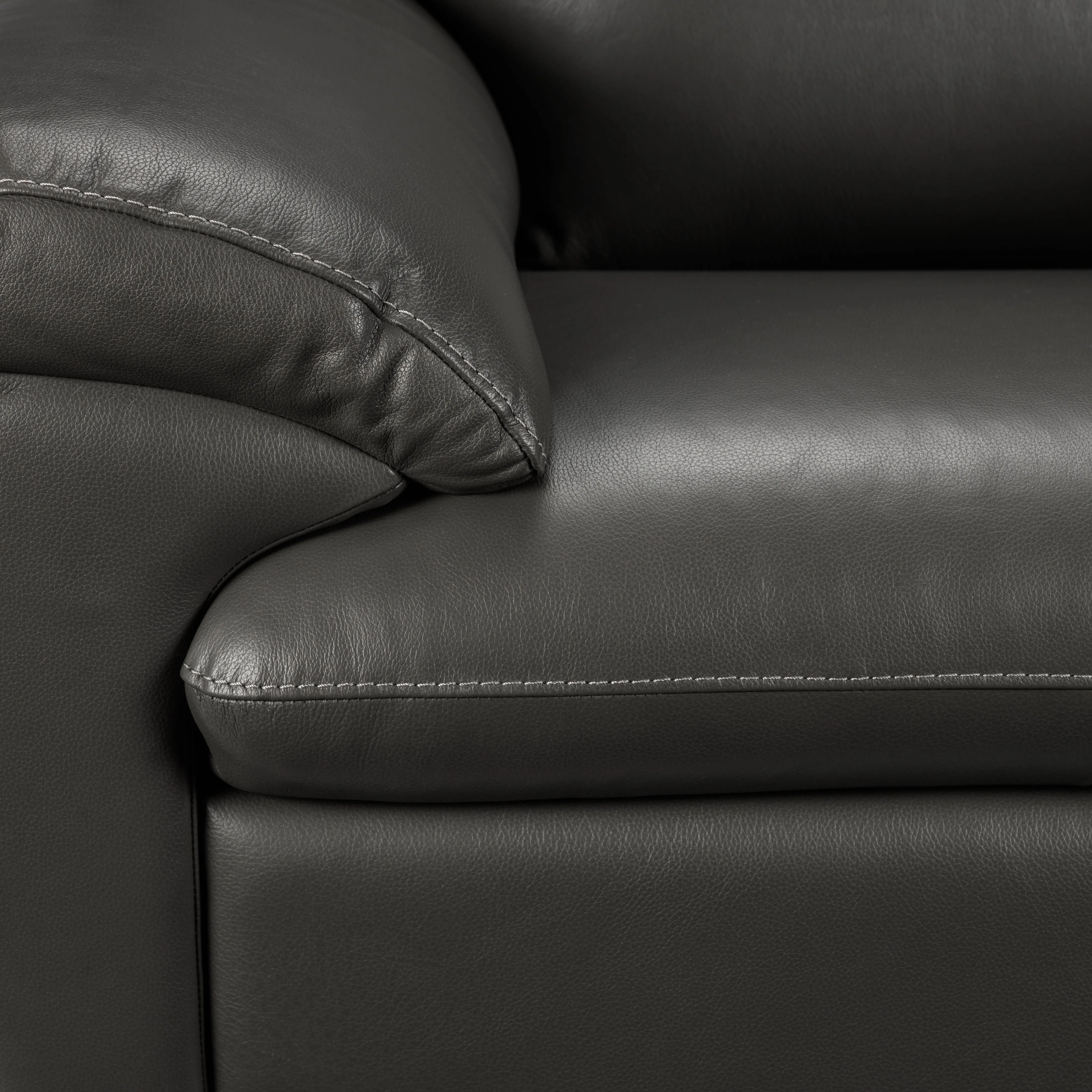 Leonardo Leather Sofa - Grey