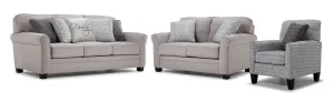 Lewiston Sofa, Loveseat and Chair Set - Cement and Graphite
