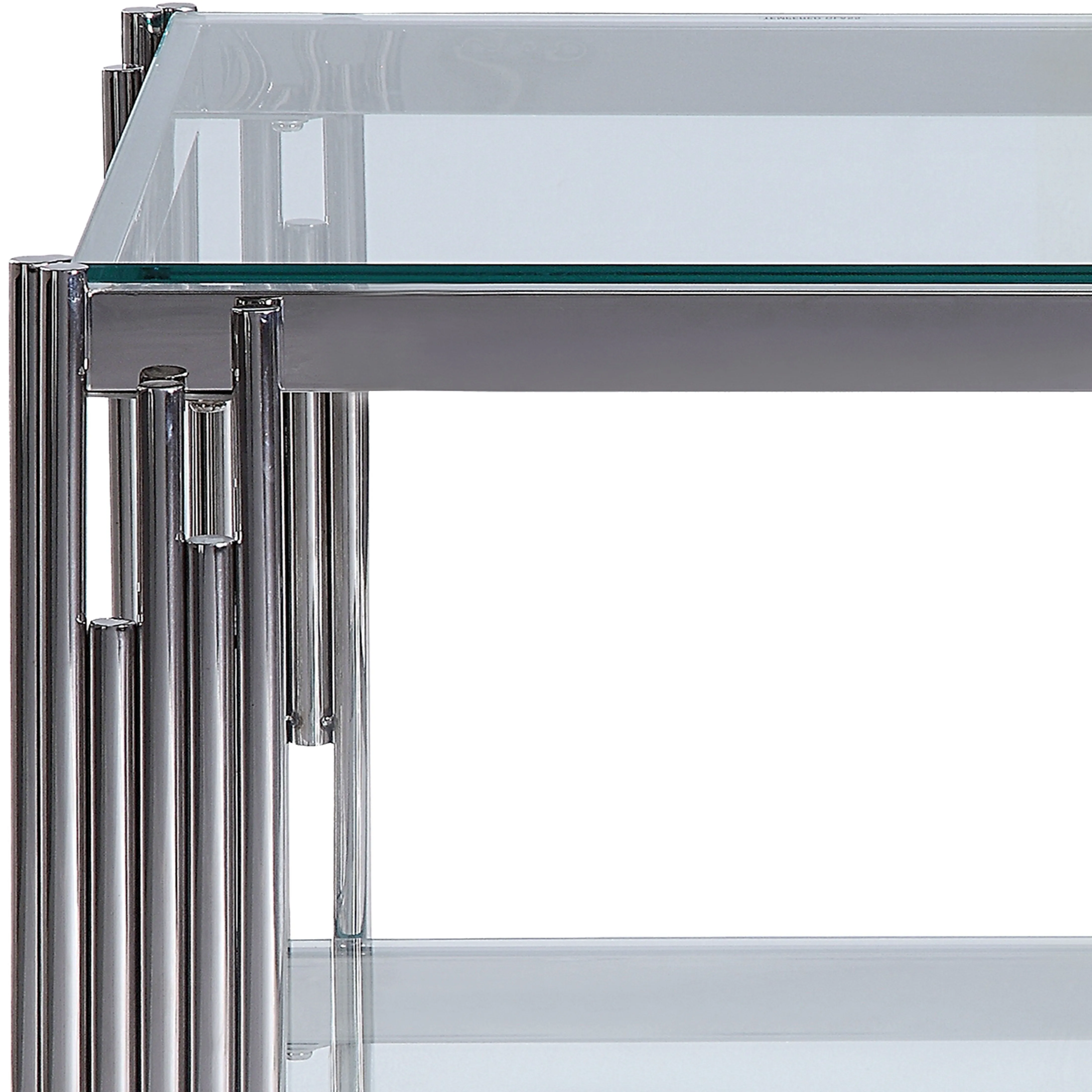 Liana 22" End Table - Glass and Stainless Steel
