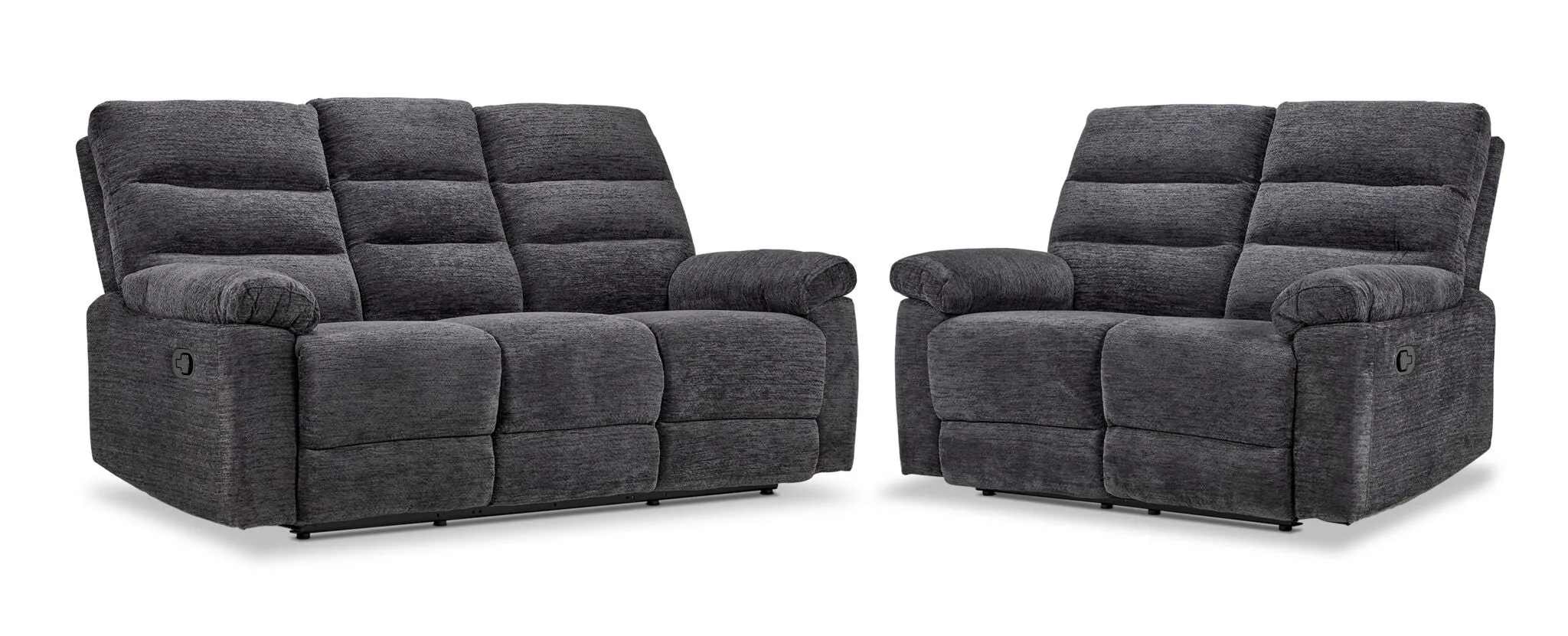 Lucie Dual Reclining Sofa and Loveseat Set - Charcoal