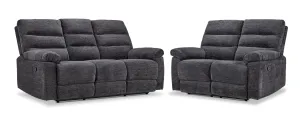 Lucie Dual Reclining Sofa and Loveseat Set - Charcoal