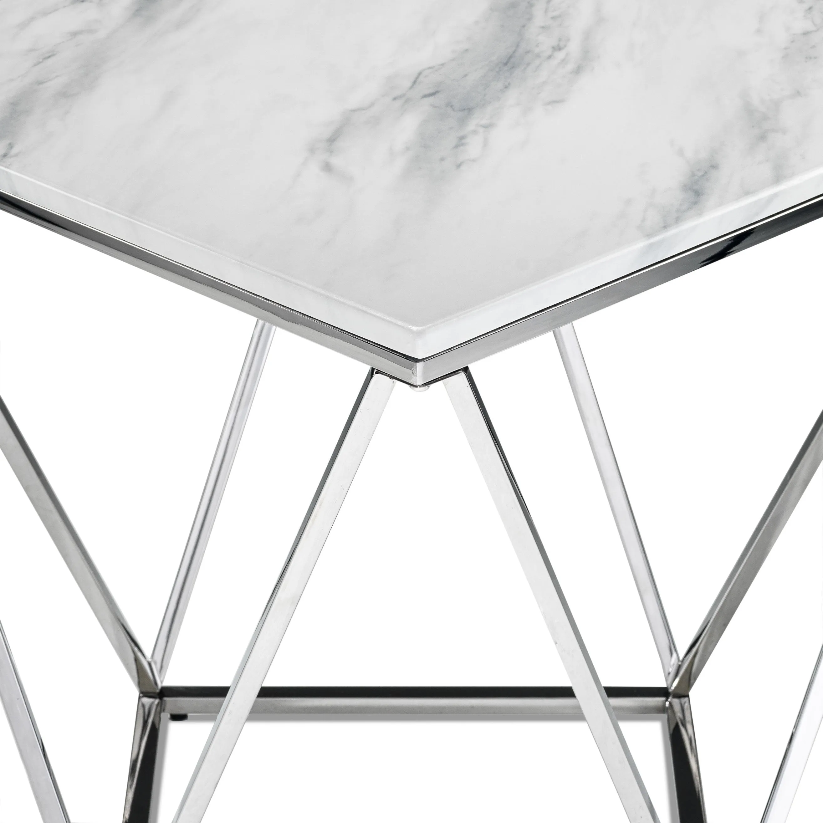 Lynn 39" Coffee Table - Marble and Stainless Steel