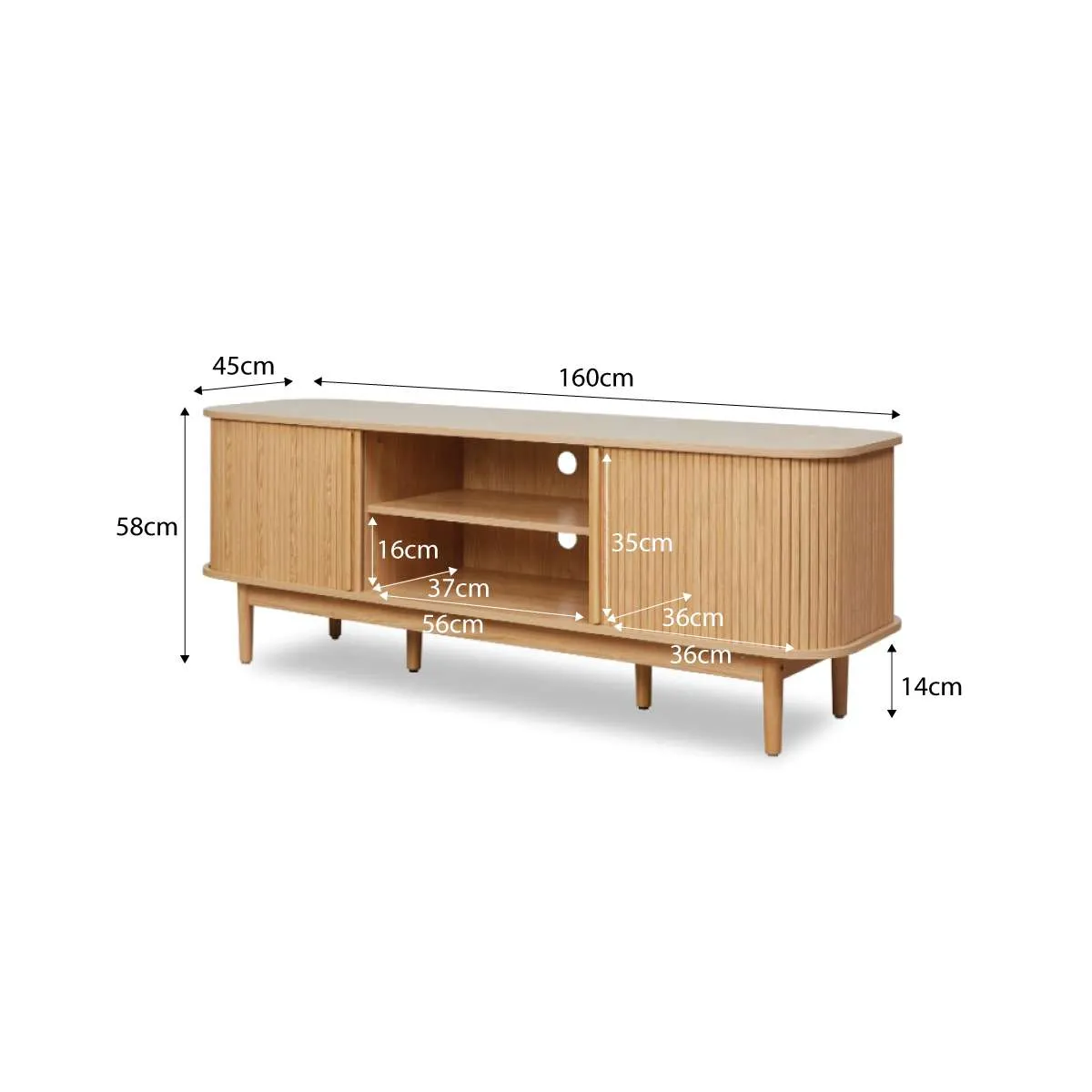 Maeve Entertainment Unit with Open Shelves - Natural Mocka