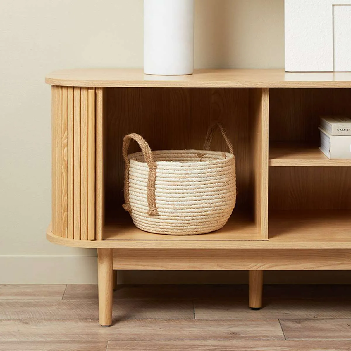 Maeve Entertainment Unit with Open Shelves - Natural Mocka