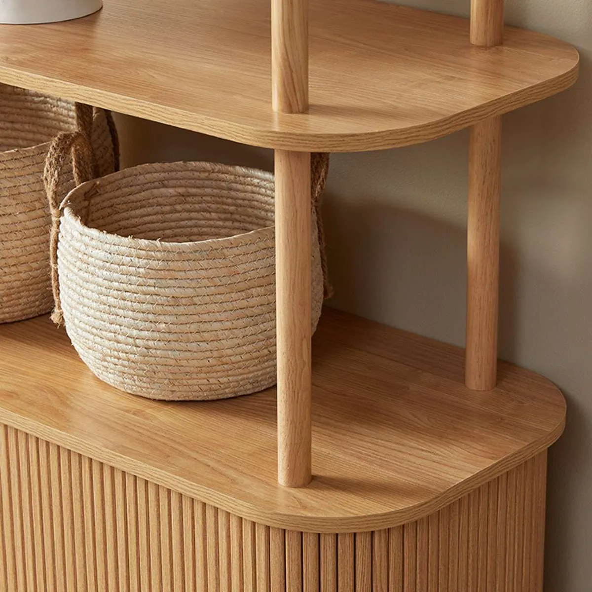 Maeve Shelf With Storage - Natural Mocka