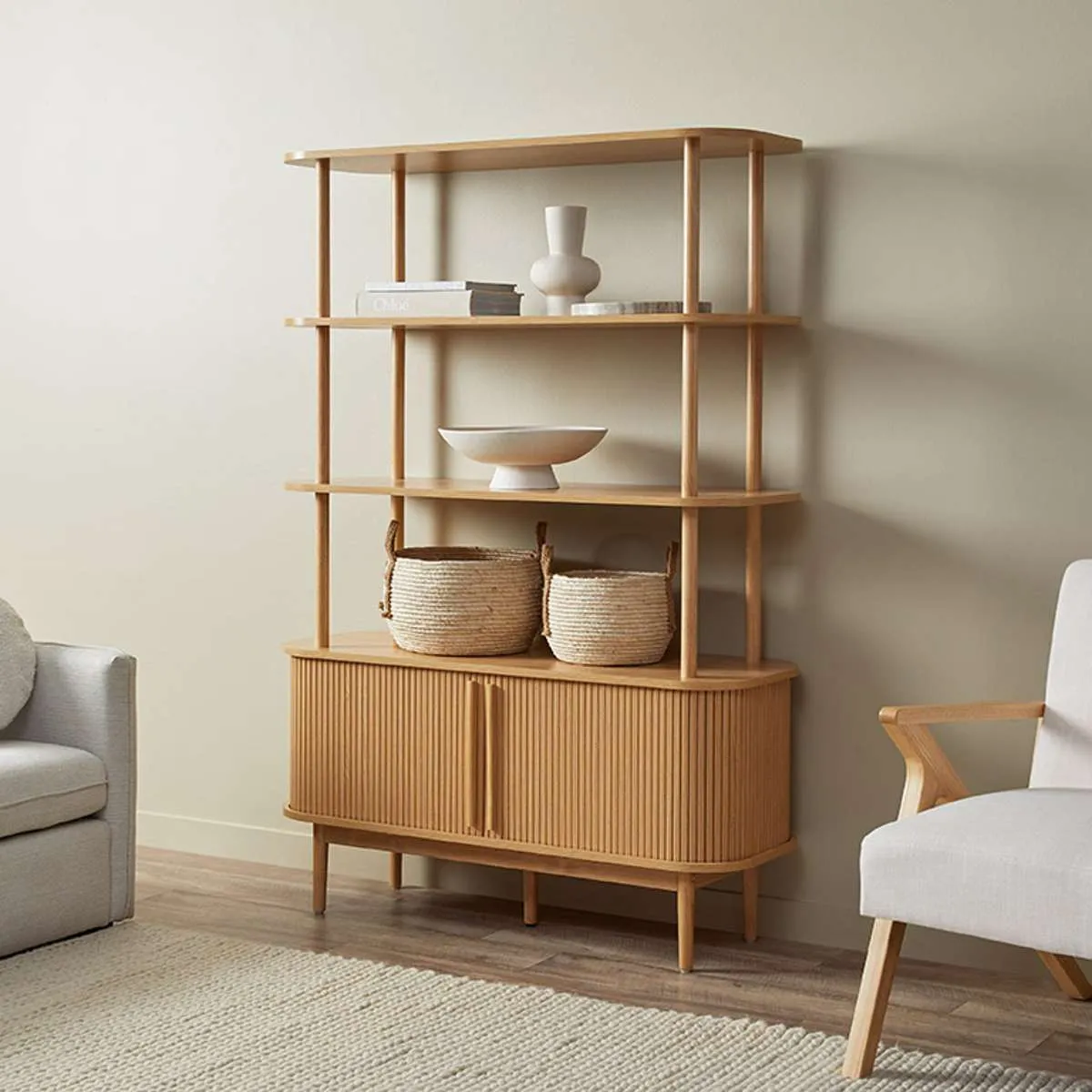 Maeve Shelf With Storage - Natural Mocka