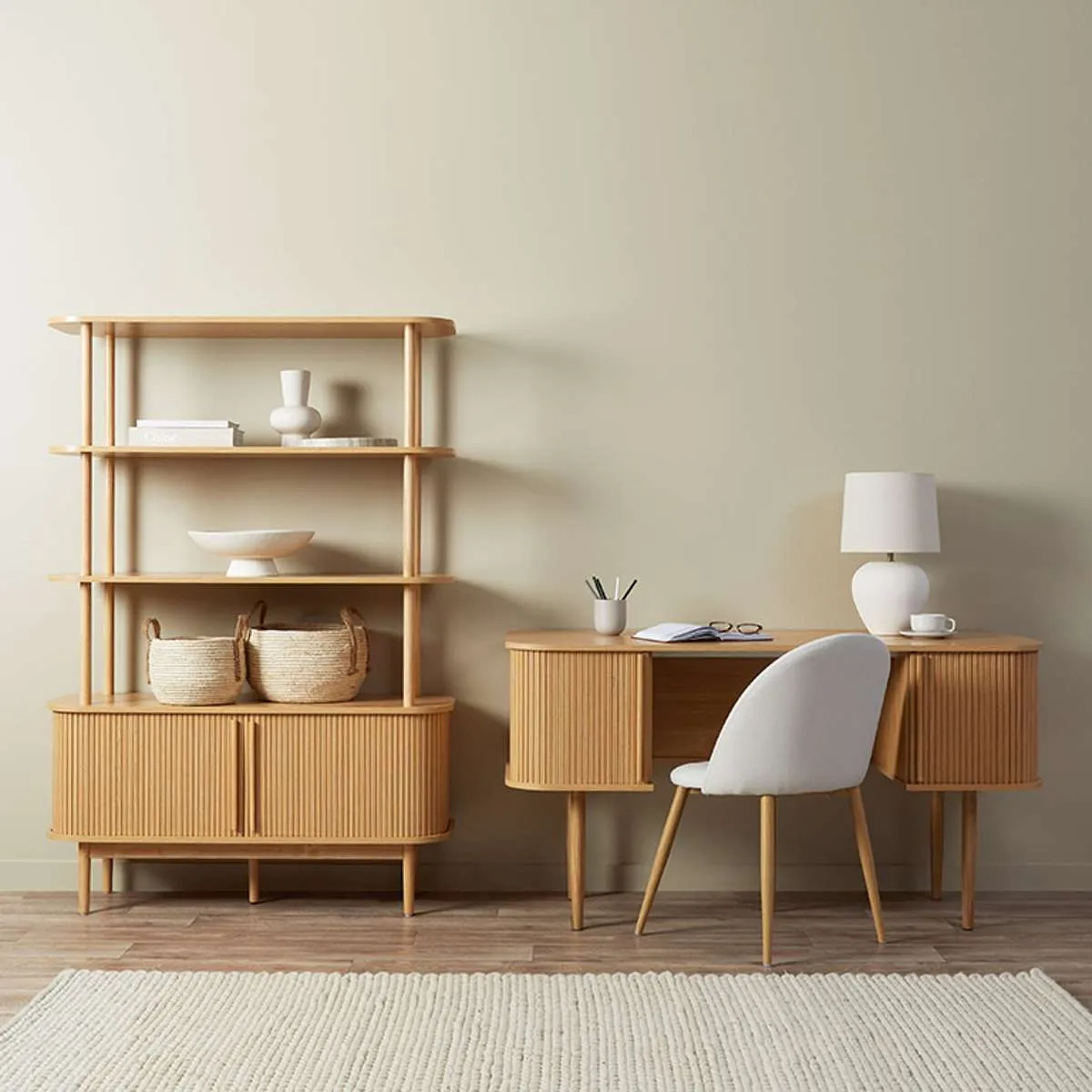 Maeve Shelf With Storage - Natural Mocka