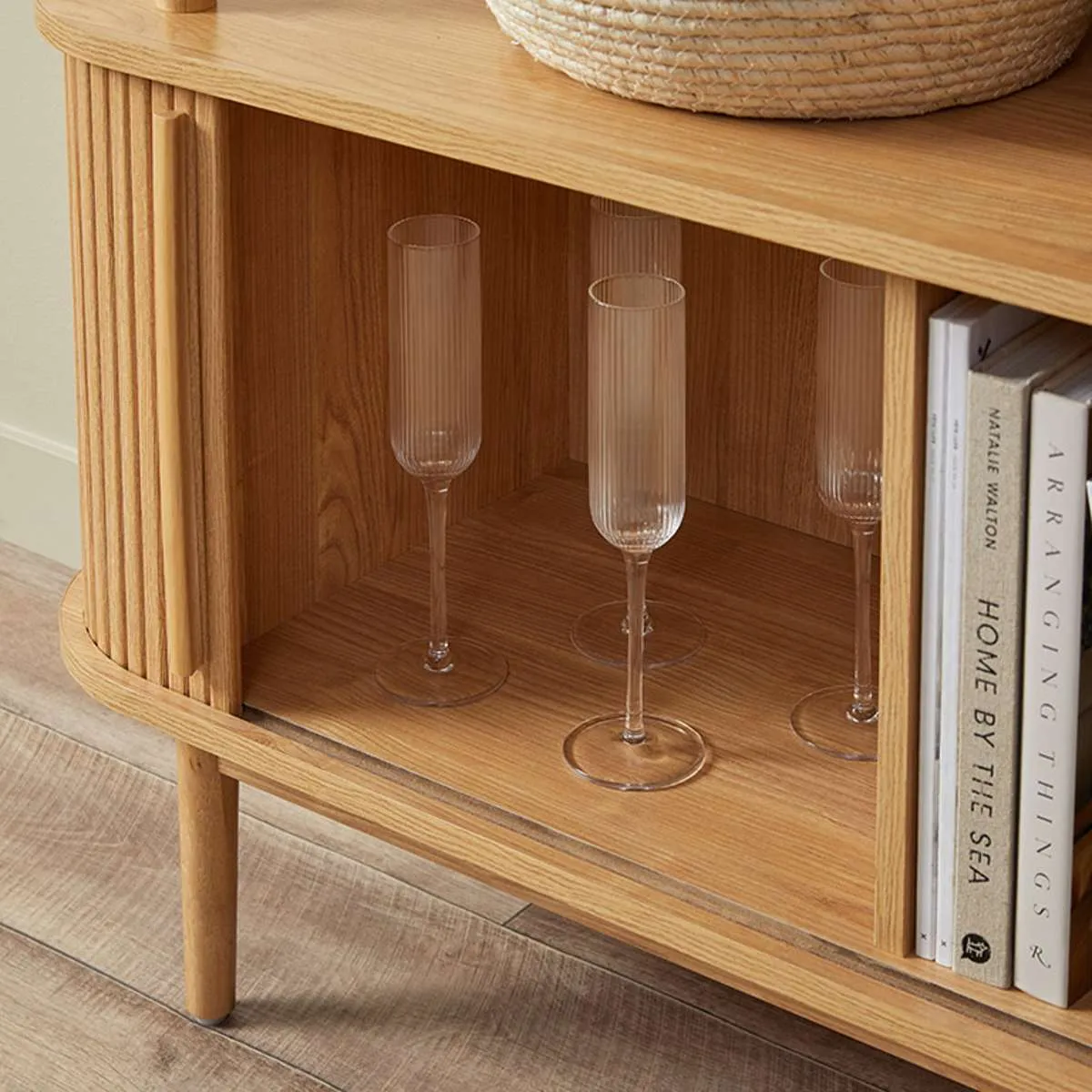 Maeve Shelf With Storage - Natural Mocka