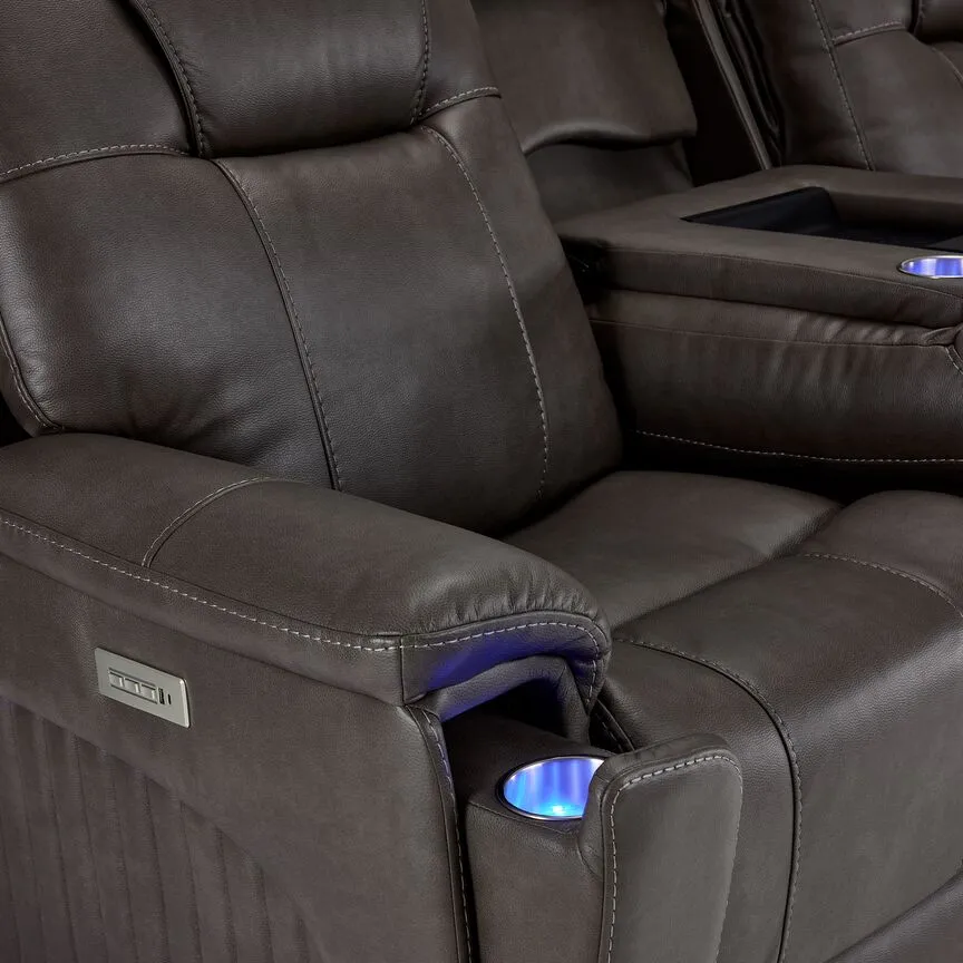 Matrix Triple Power Reclining Sofa, Loveseat and Chair Set - Smoke