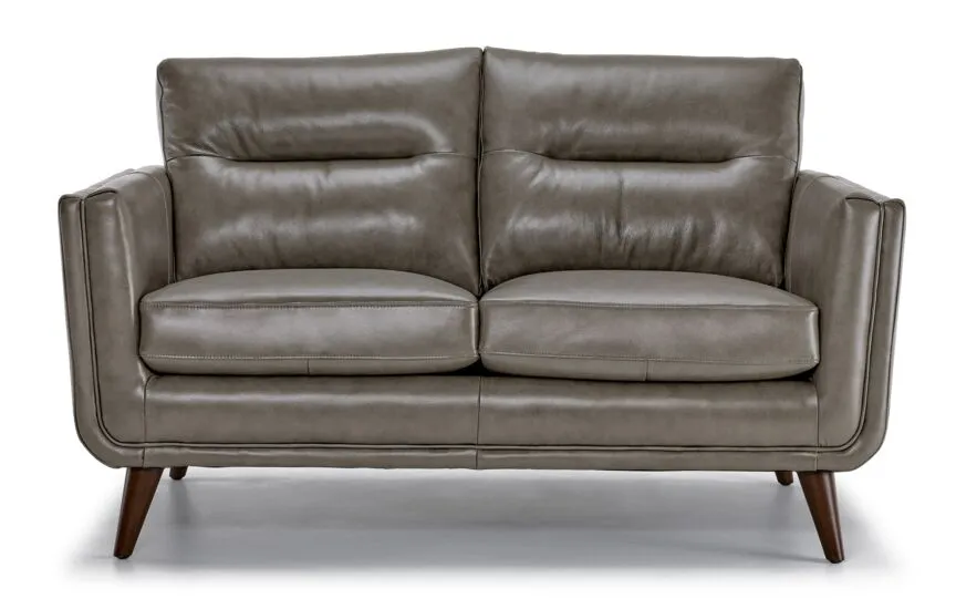 Miguel Leather Loveseat - Stone