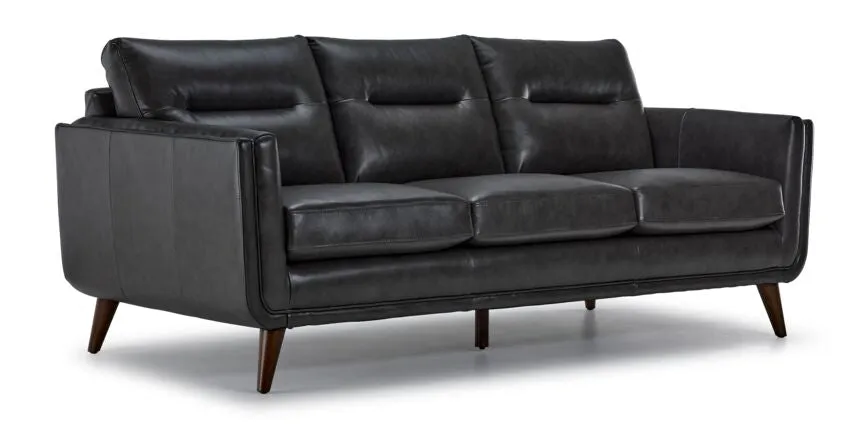 Miguel Leather Sofa and Chair Set - Charcoal