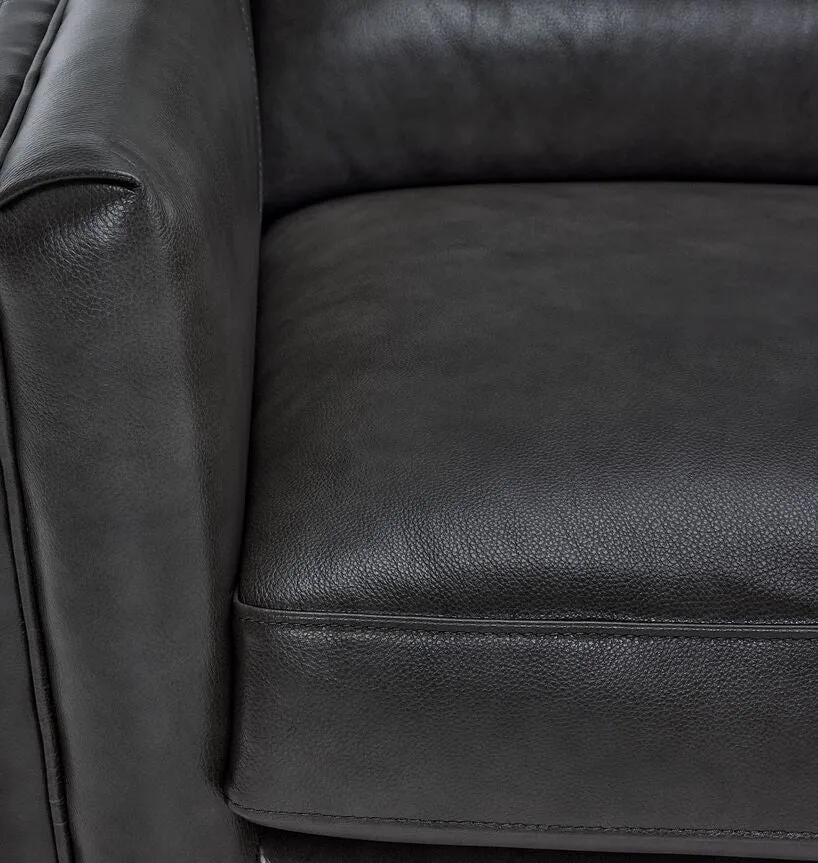 Miguel Leather Sofa and Chair Set - Charcoal