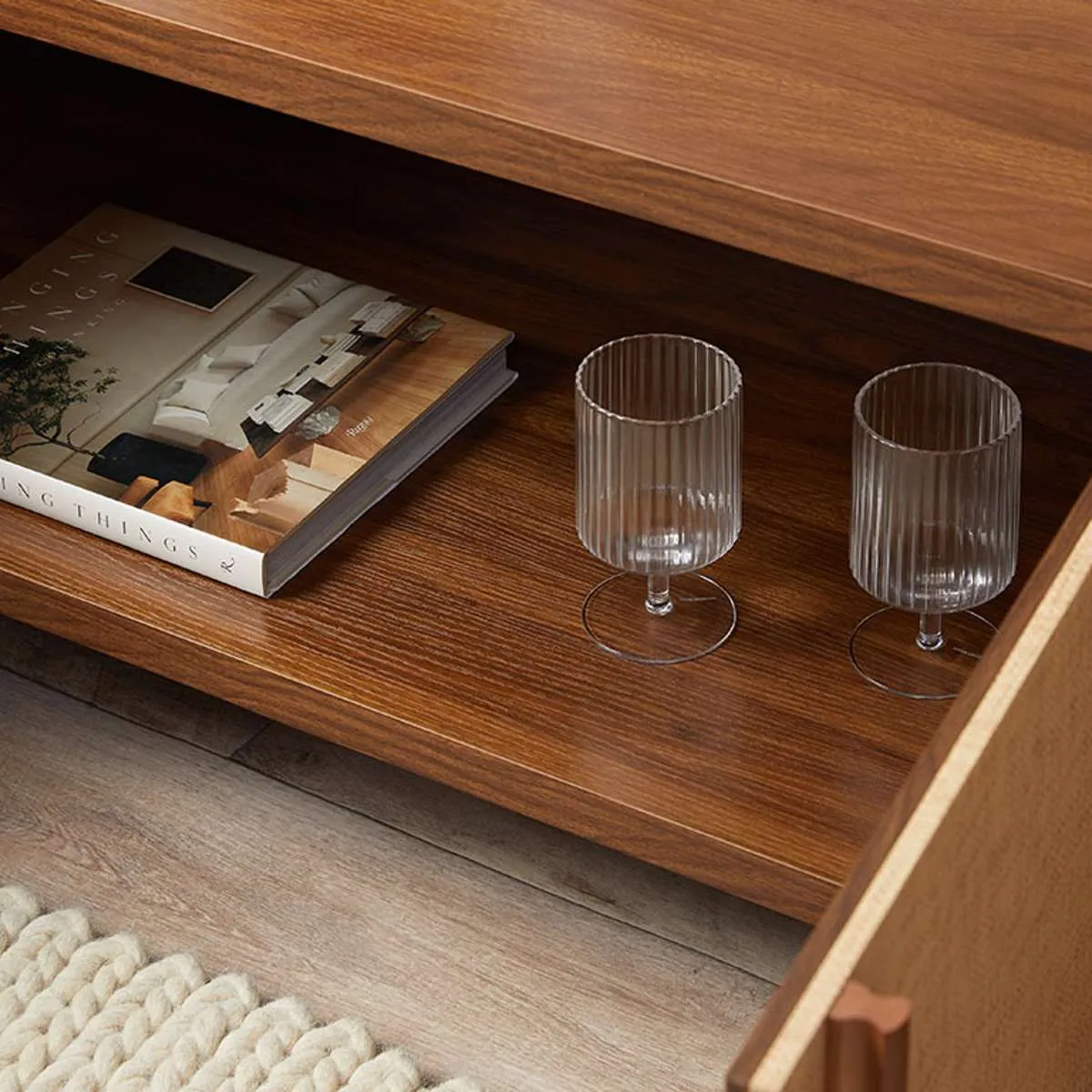Minato Textured Entertainment Unit - Walnut Mocka