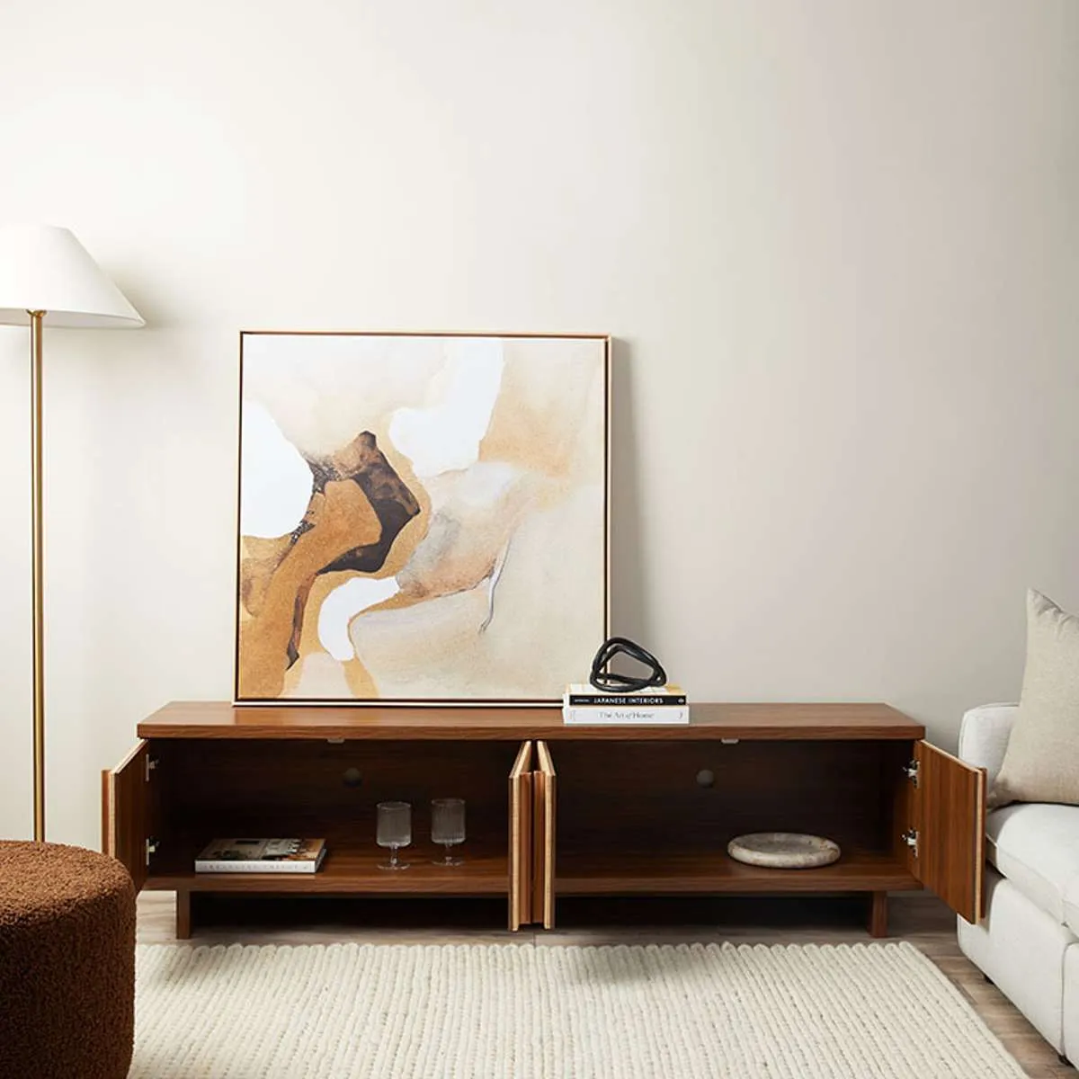 Minato Textured Entertainment Unit - Walnut Mocka