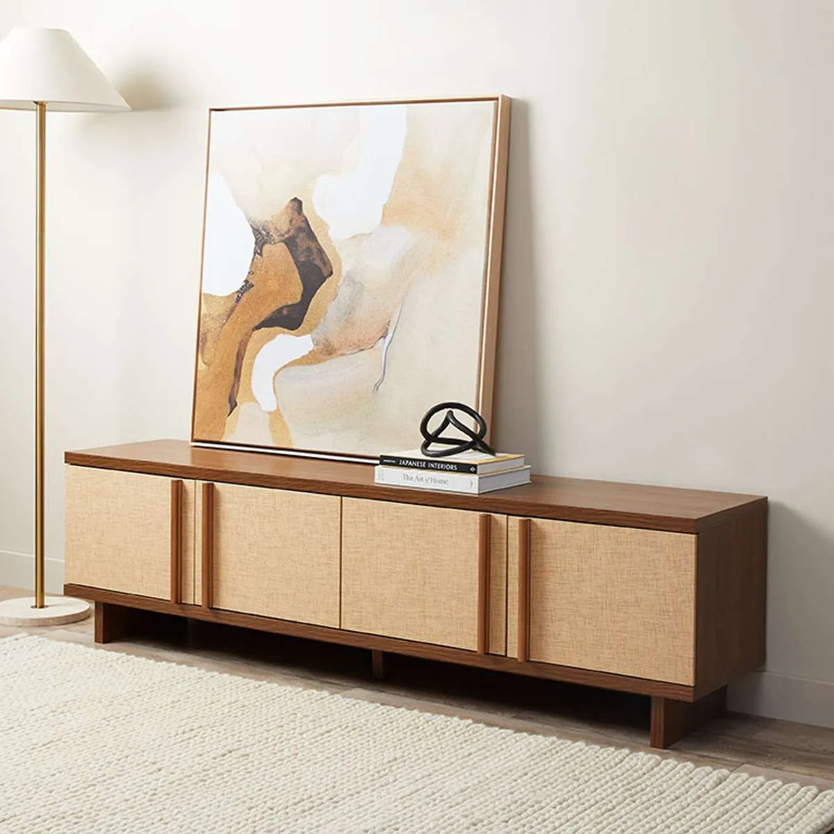 Minato Textured Entertainment Unit - Walnut Mocka