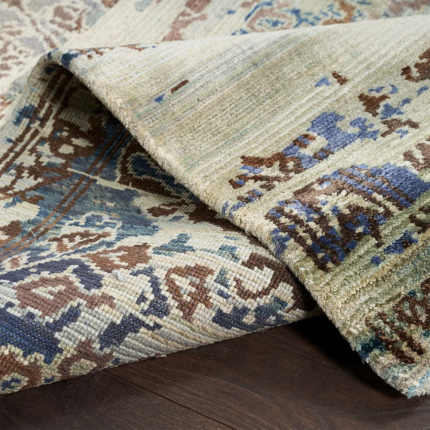 Multicolored Nu Vibrant Modern Tibetan Silk Rug - 9' x 11'1"