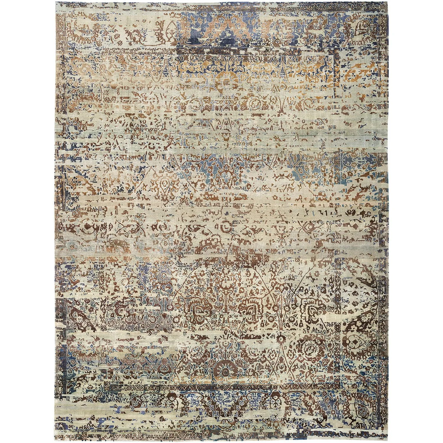 Multicolored Nu Vibrant Modern Tibetan Silk Rug - 9' x 11'1"