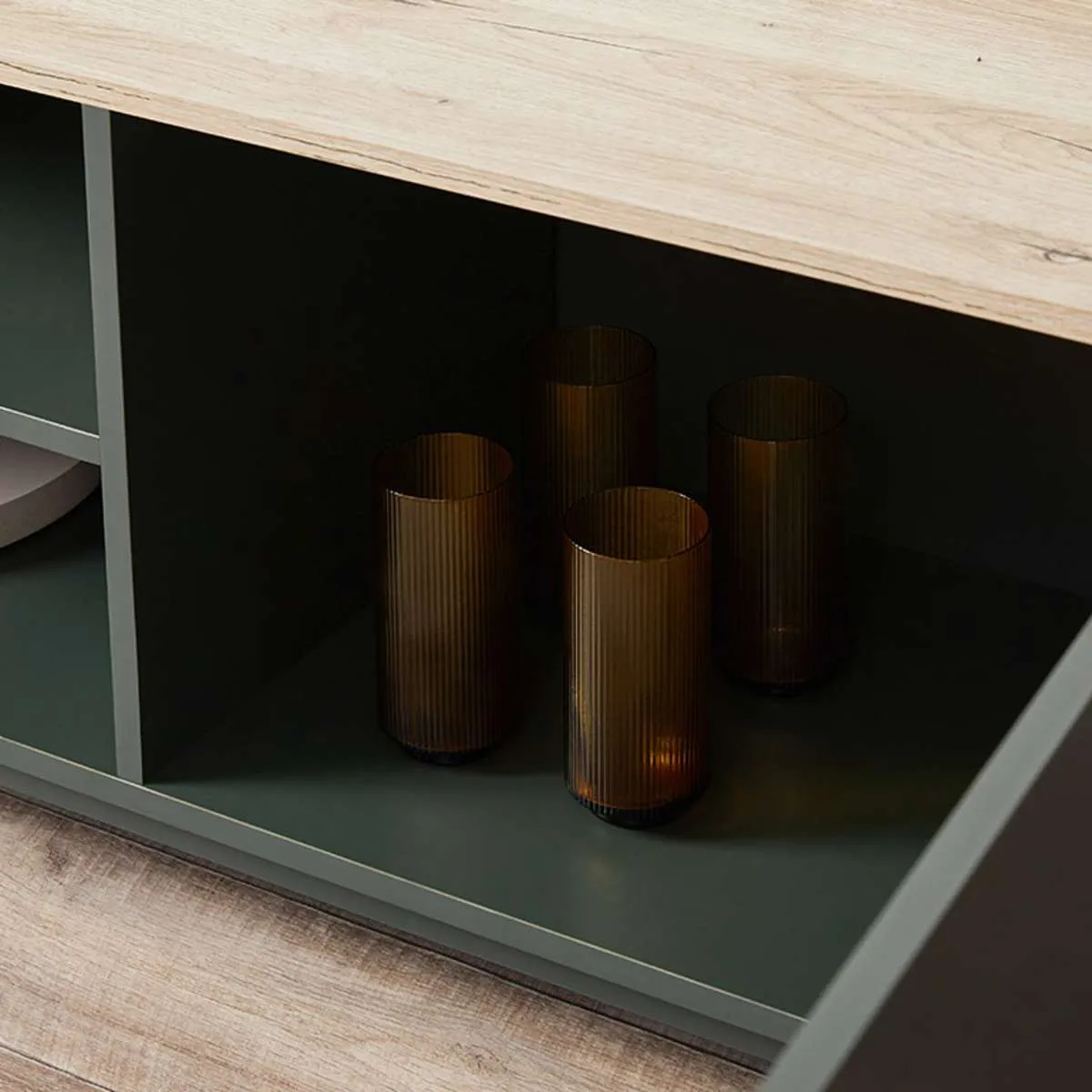 Murphy Entertainment Unit - Green/Natural Mocka