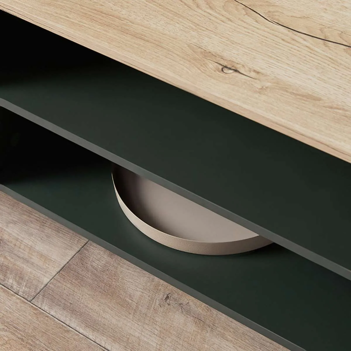 Murphy Entertainment Unit - Green/Natural Mocka