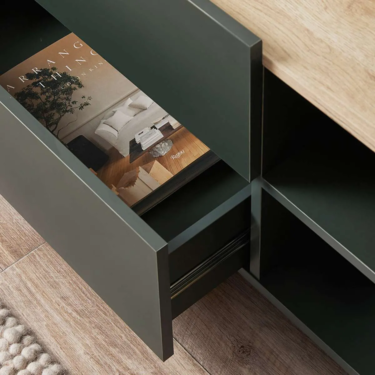 Murphy Entertainment Unit - Green/Natural Mocka