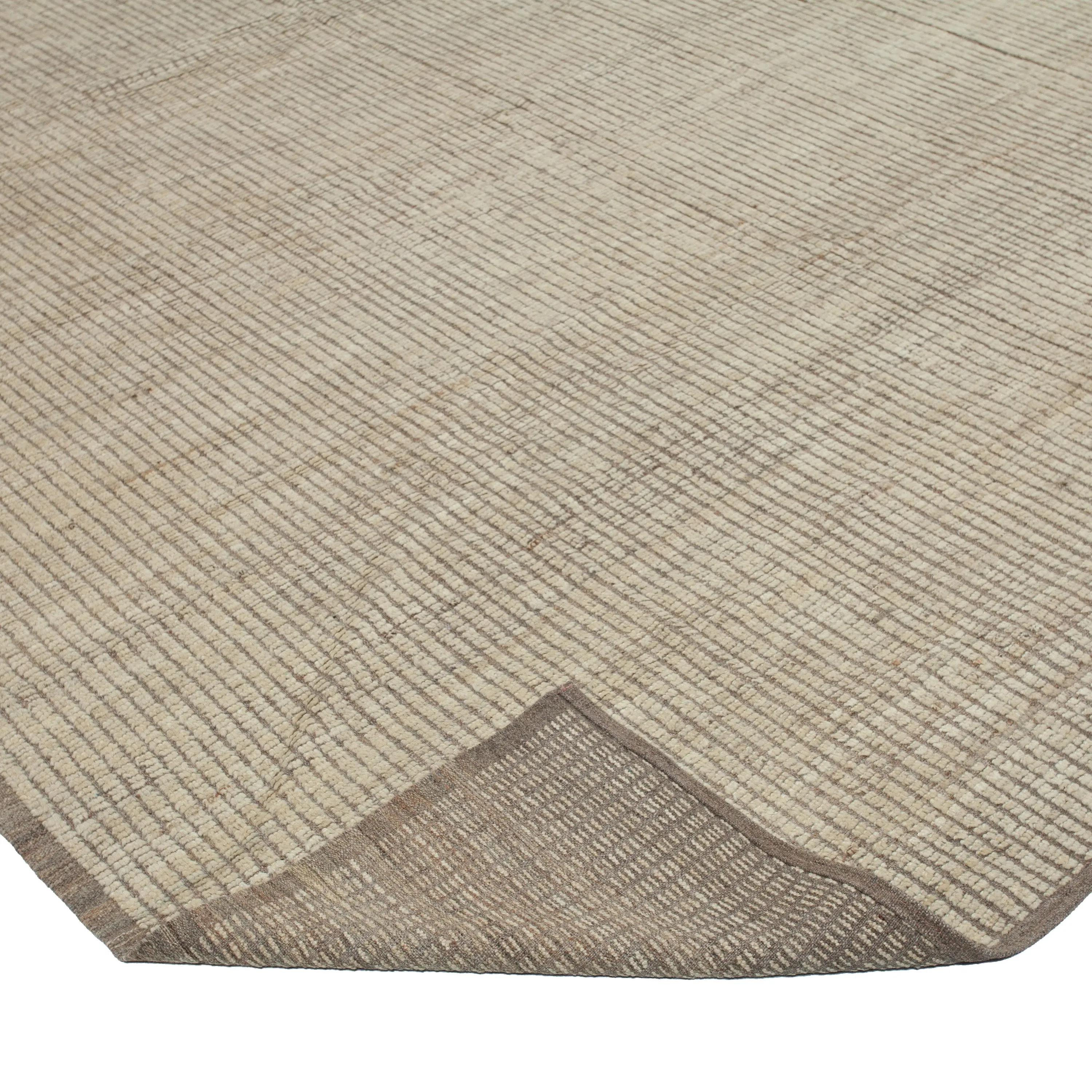 Natural Solid Zameen Modern Wool Rug - 9'4" x 12'