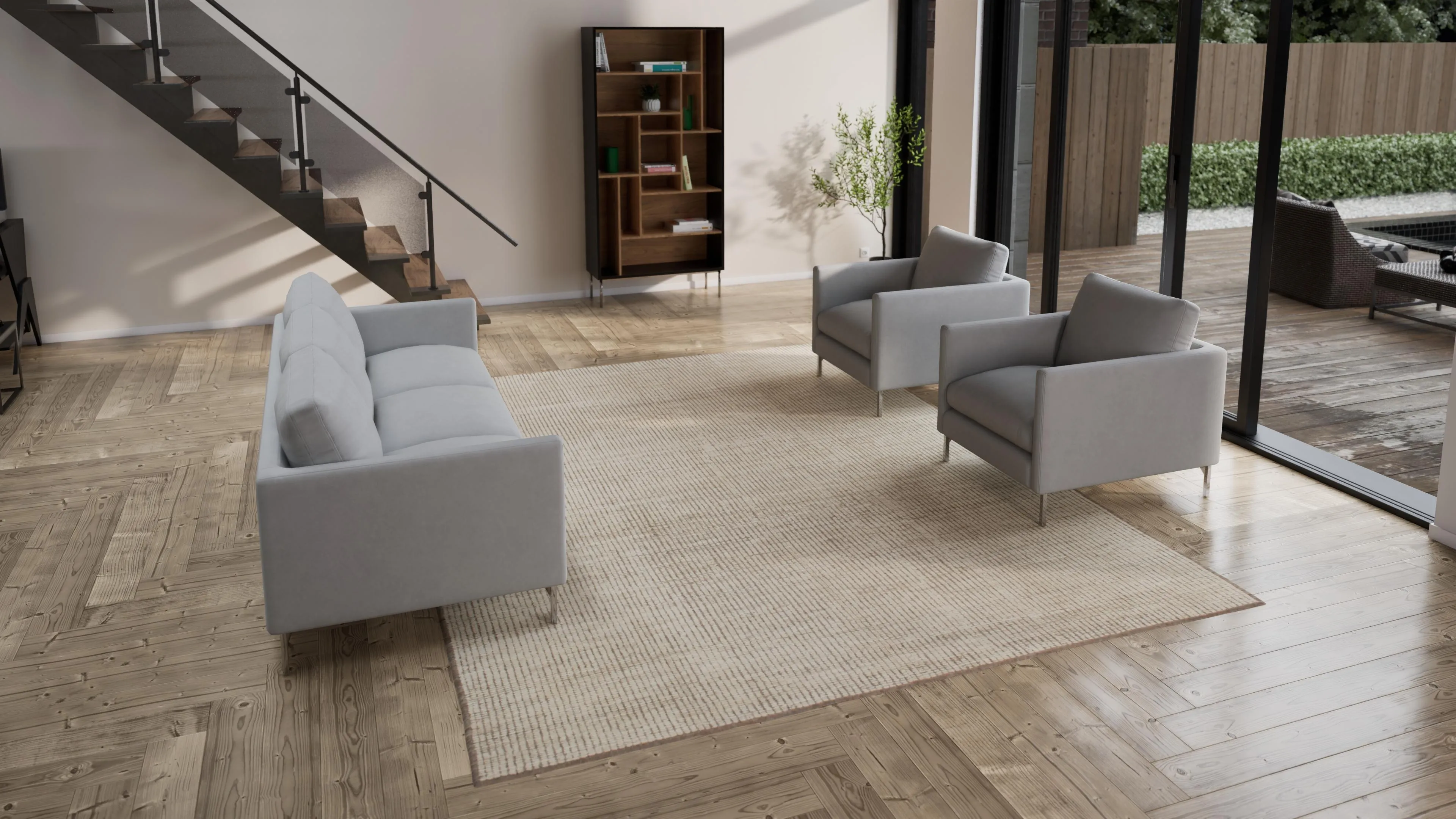 Natural Solid Zameen Modern Wool Rug - 9'4" x 12'