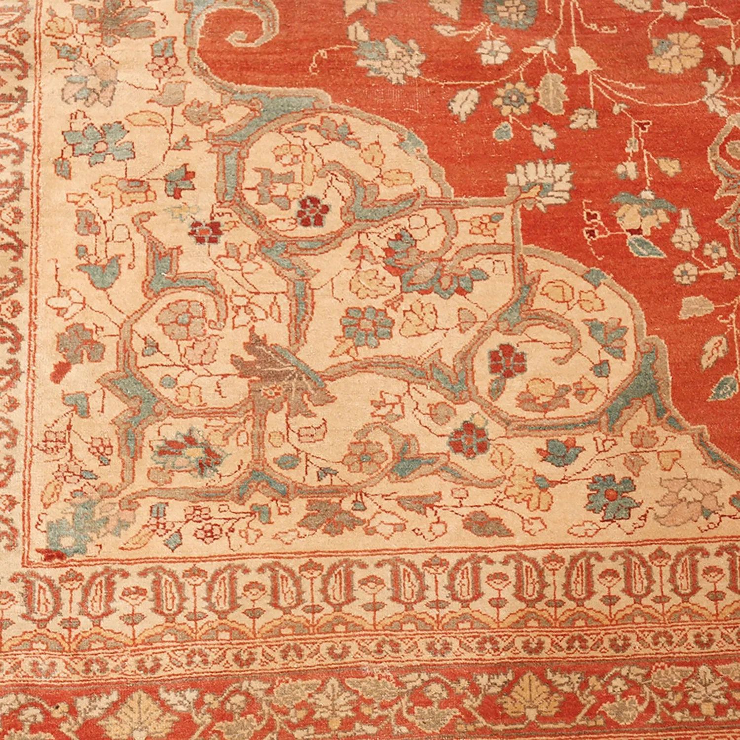 Orange Antique Persian Tabriz Rug - 9'3" x 12'4"