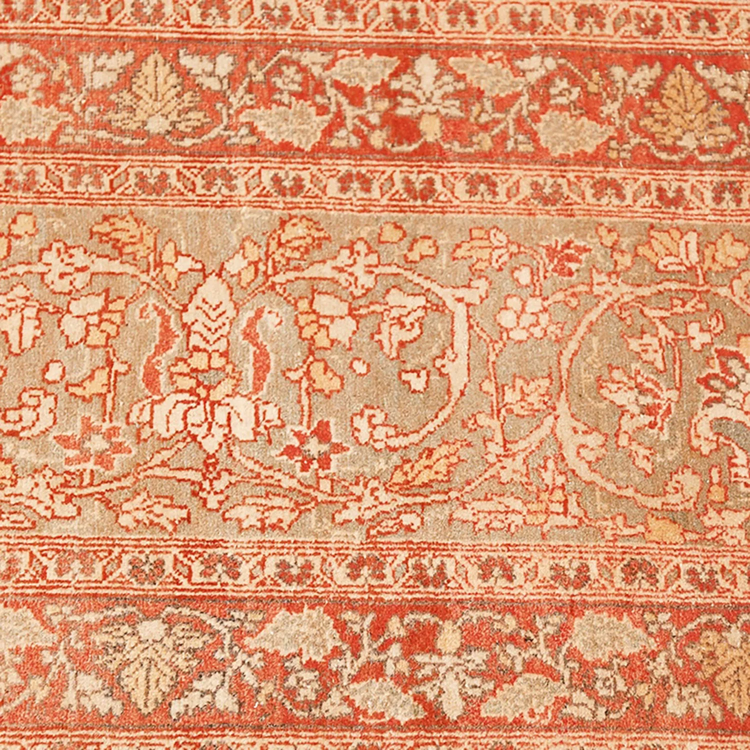 Orange Antique Persian Tabriz Rug - 9'3" x 12'4"
