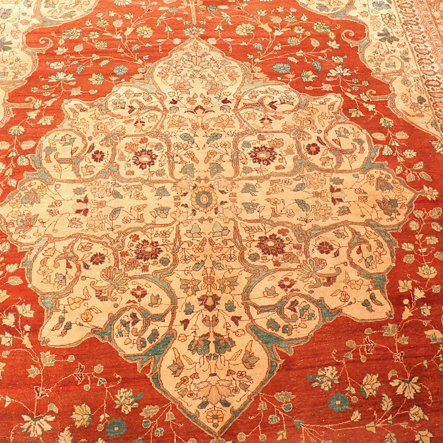 Orange Antique Persian Tabriz Rug - 9'3" x 12'4"