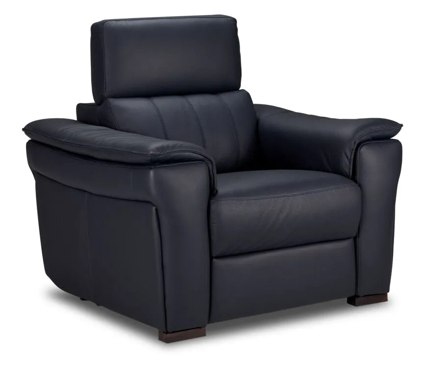 Orlando-Ray Leather Sofa and Chair Set-Blue