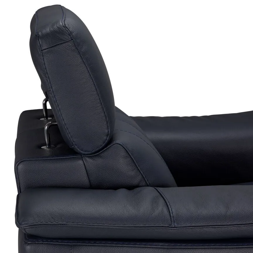 Orlando-Ray Leather Sofa and Chair Set-Blue