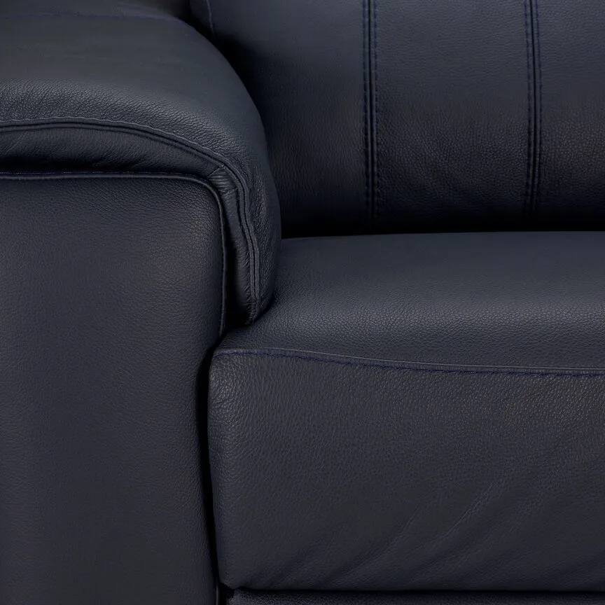 Orlando-Ray Leather Sofa and Chair Set-Blue