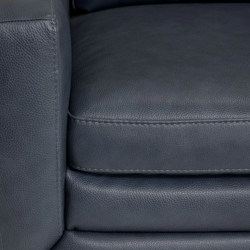 Oscar Leather Sofa and Chair Set-Blue