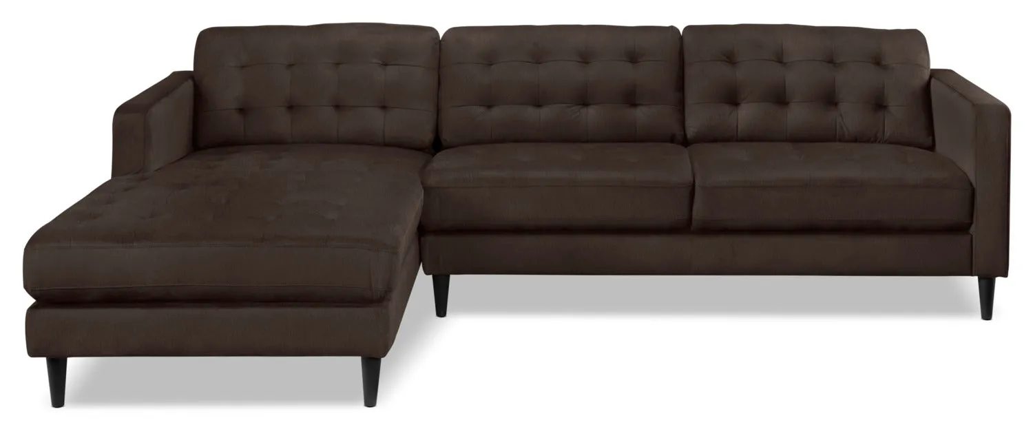 Paragon 2-Piece Sectional with Left-Facing Chaise - Dark Chocolate