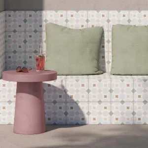 Patterns Pink Geometric Porcelain Tile 22x22cm Matt