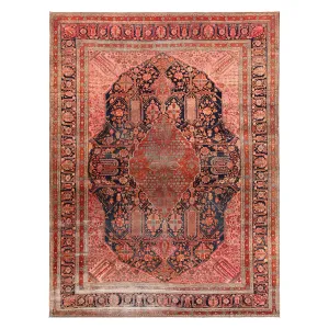 Pink Antique Persian Mohtasham Kashan Rug - 10'4" x 13'7"
