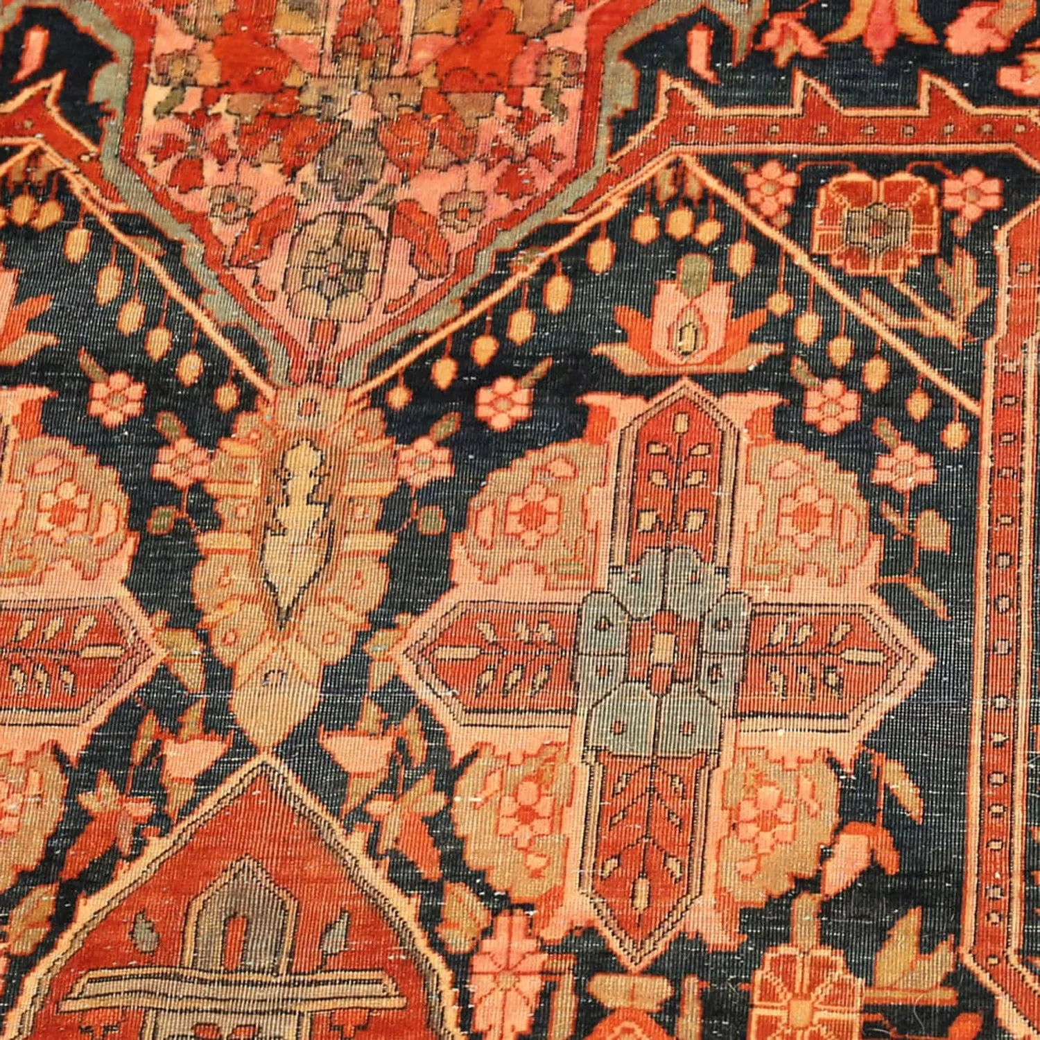 Pink Antique Persian Mohtasham Kashan Rug - 10'4" x 13'7"