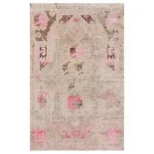 Pink Vintage Wool Cotton Blend Rug - 4' x 6'4"