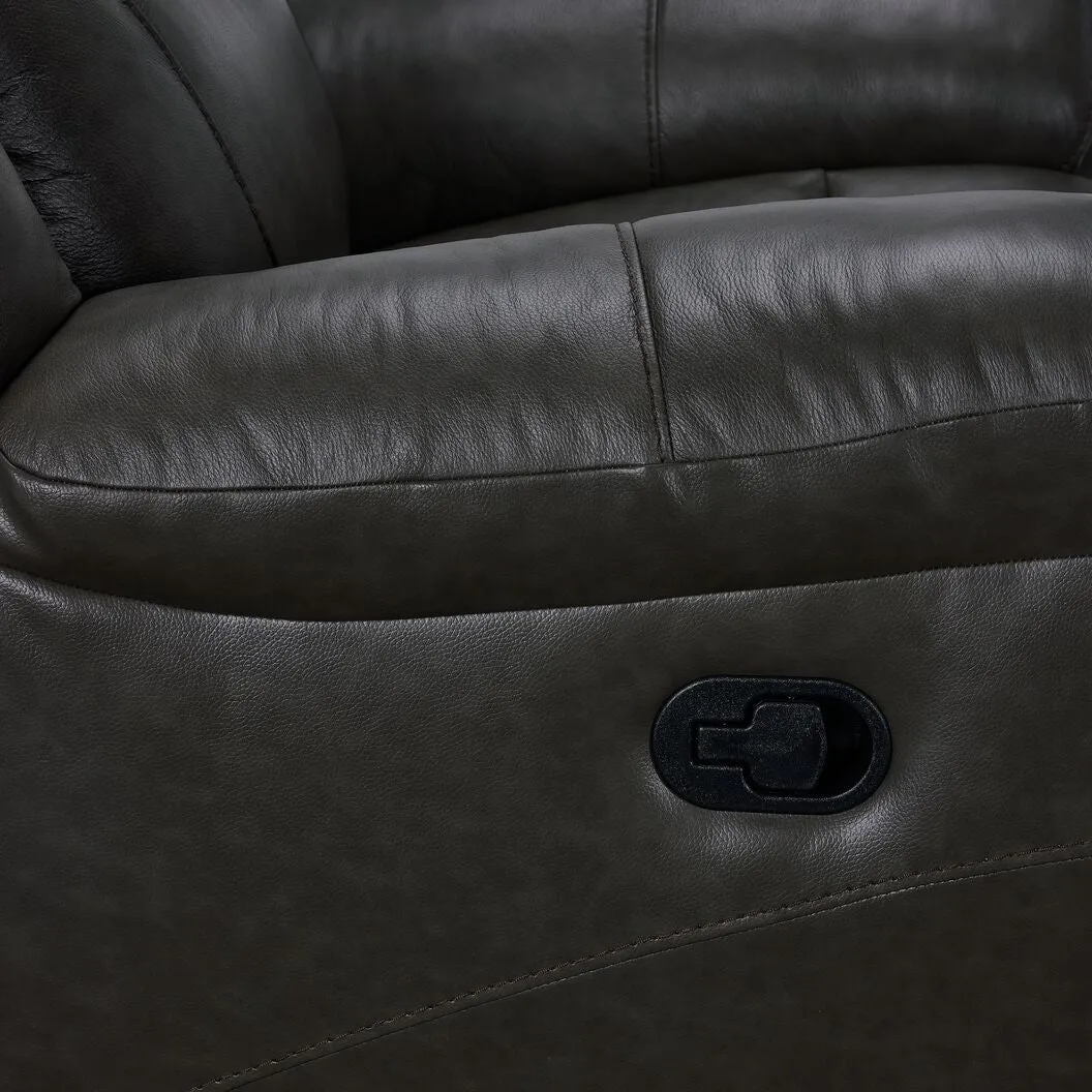 Plaza Leather Reclining Sofa - Grey