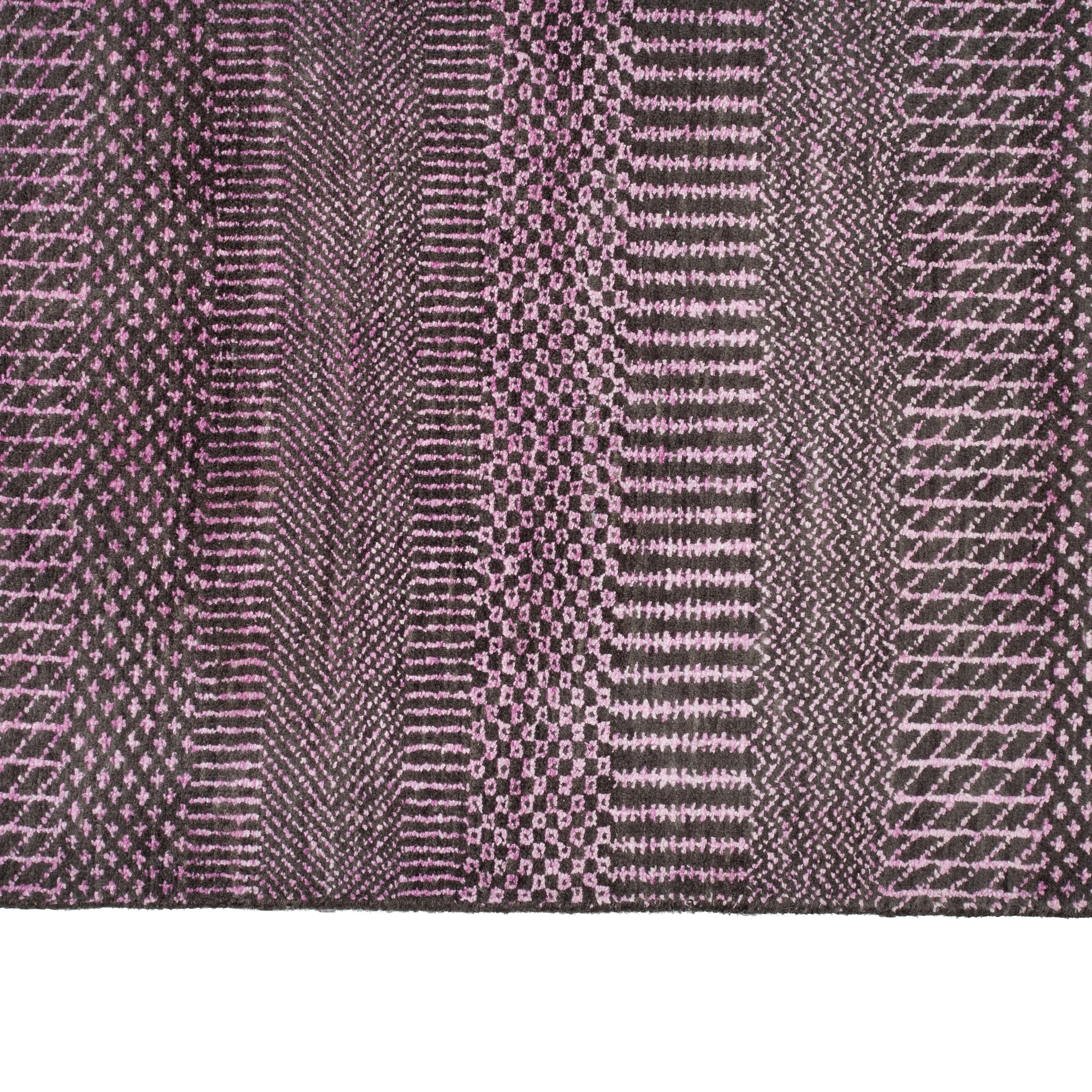 Purple Modern Wool Silk Blend Rug - 9'1" x 12'4"
