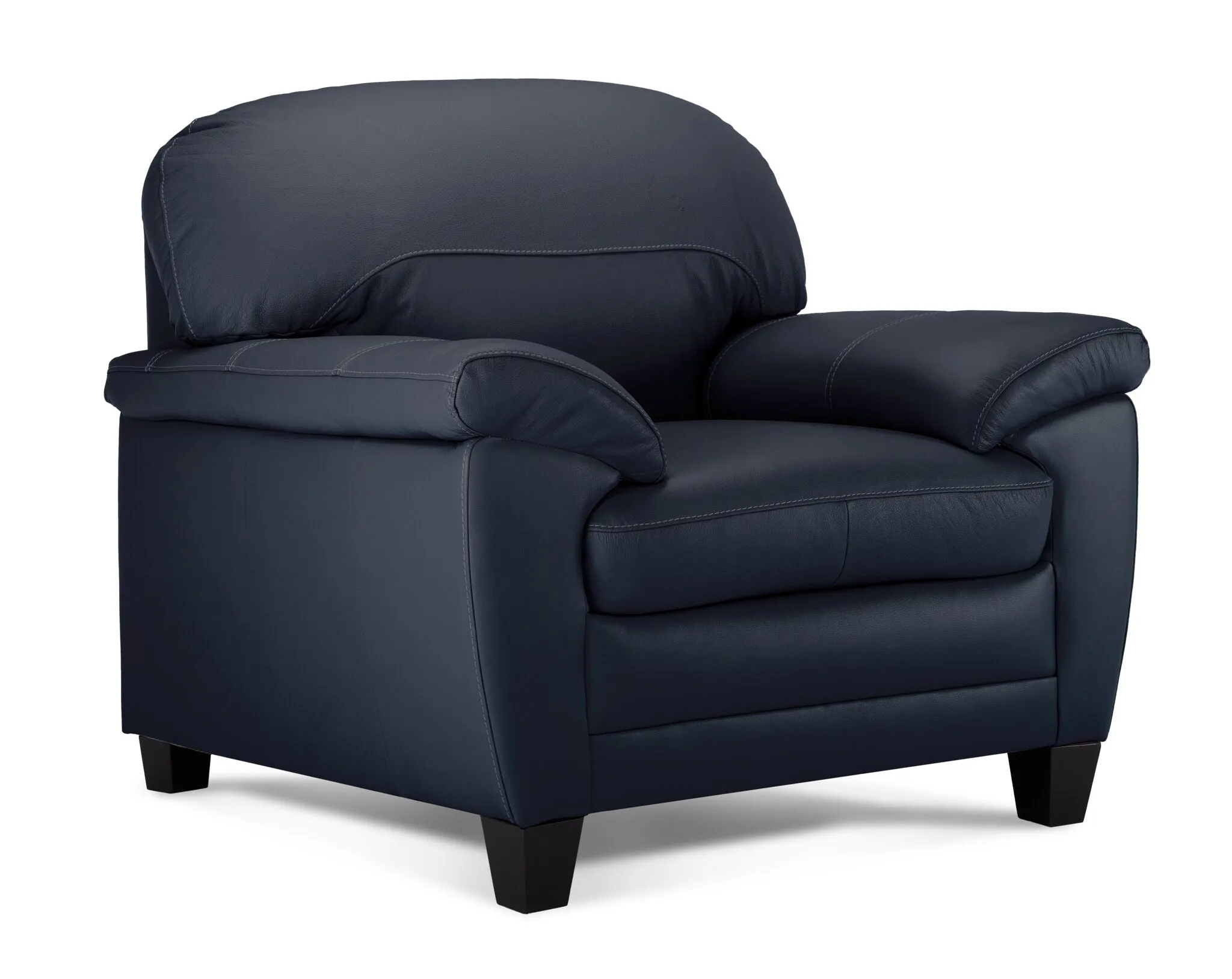 Raphael Leather Sofa and Chair Set -Navy