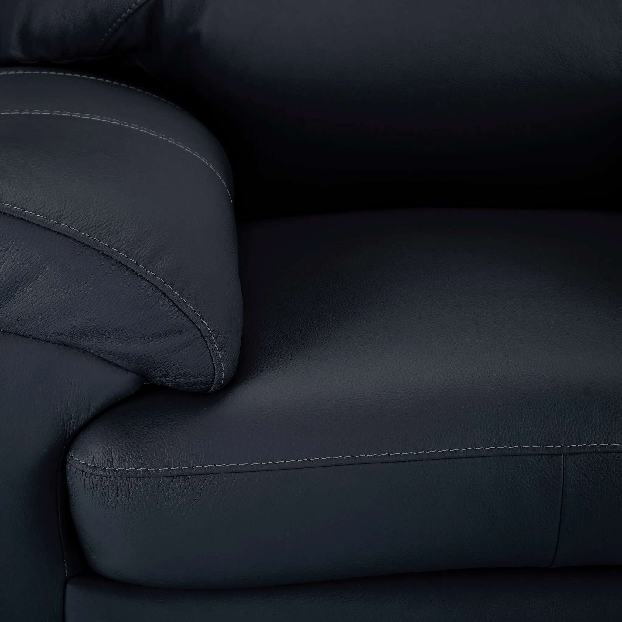 Raphael Leather Sofa and Chair Set -Navy