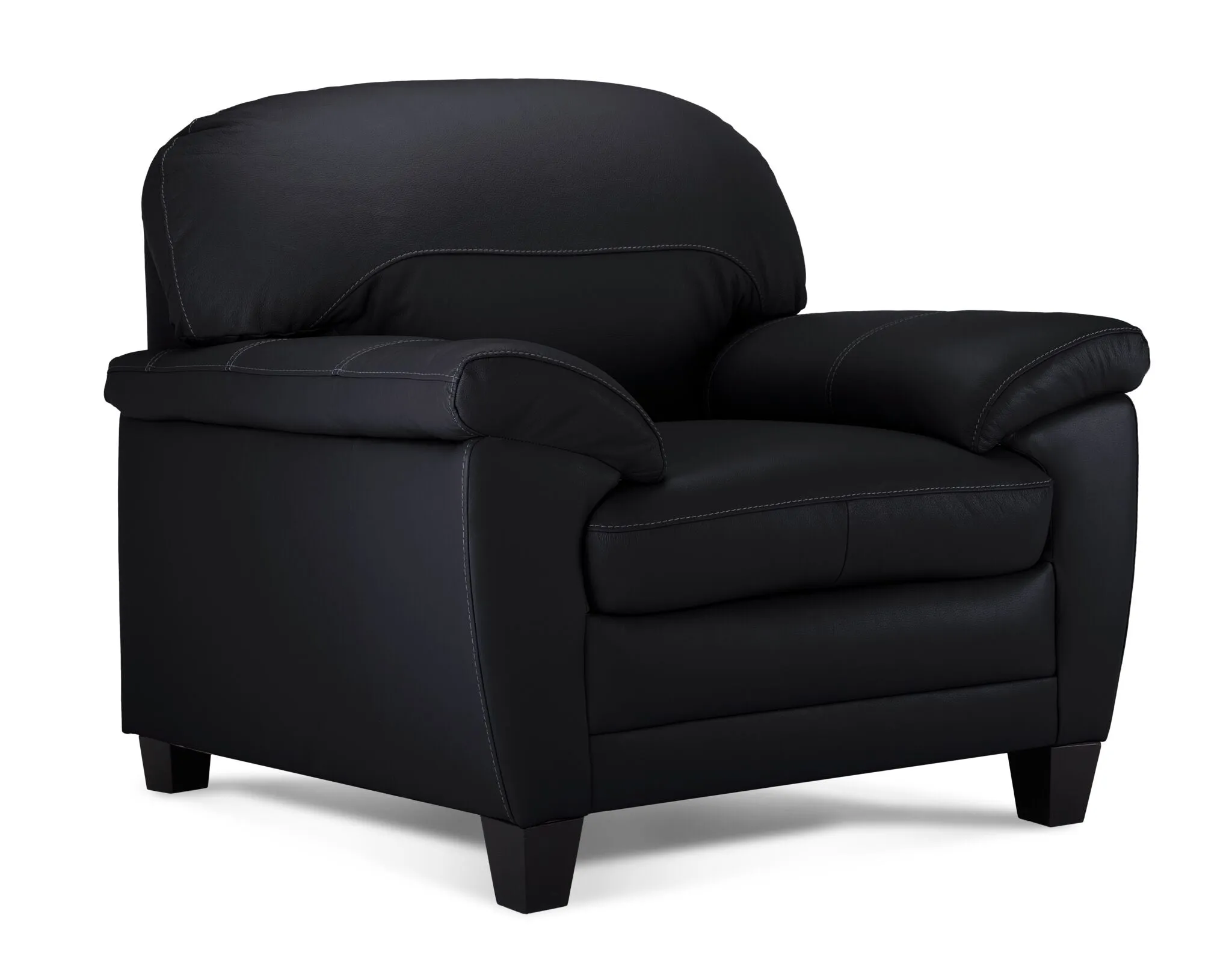Raphael Leather Sofa and Chair Set- Raven