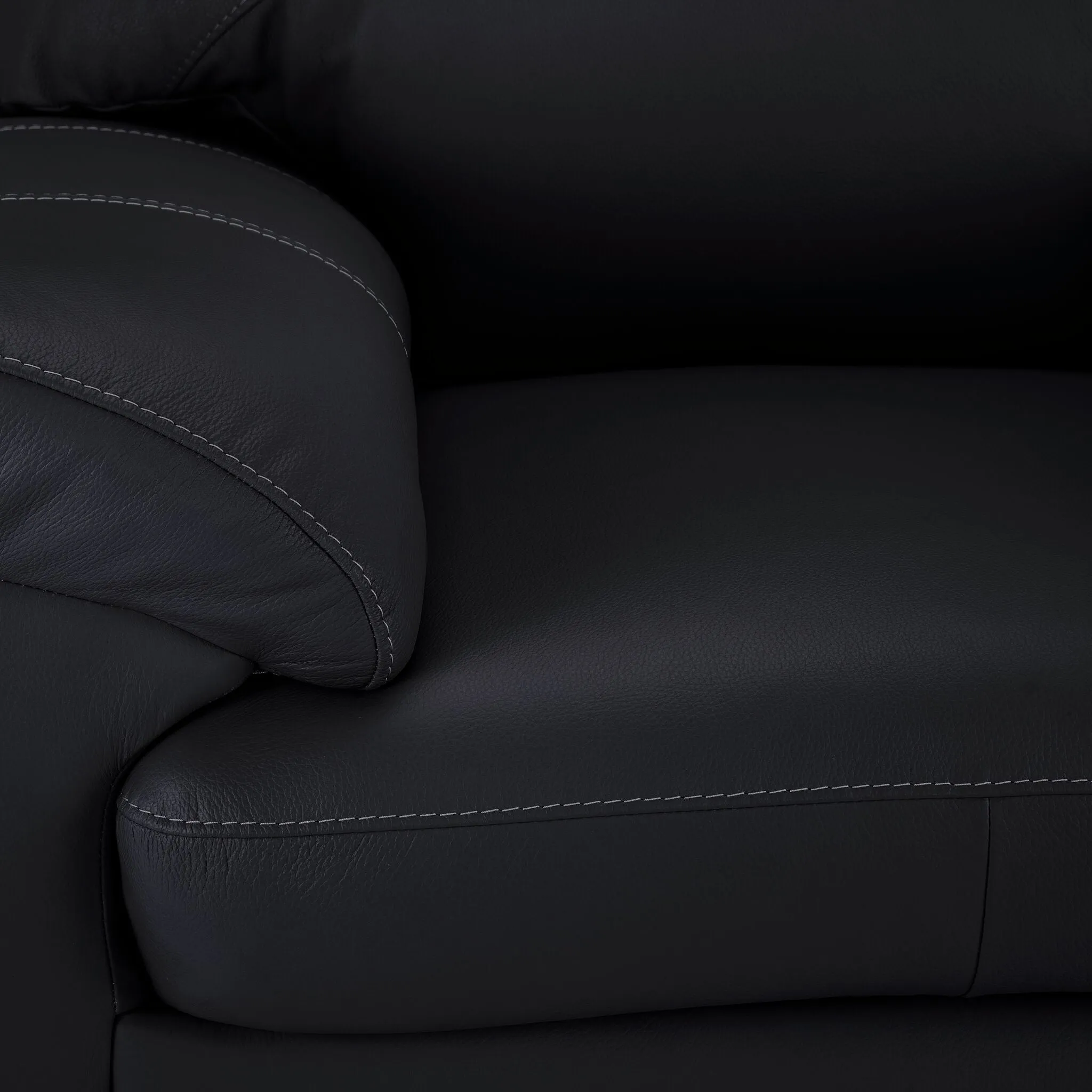 Raphael Leather Sofa and Chair Set- Raven