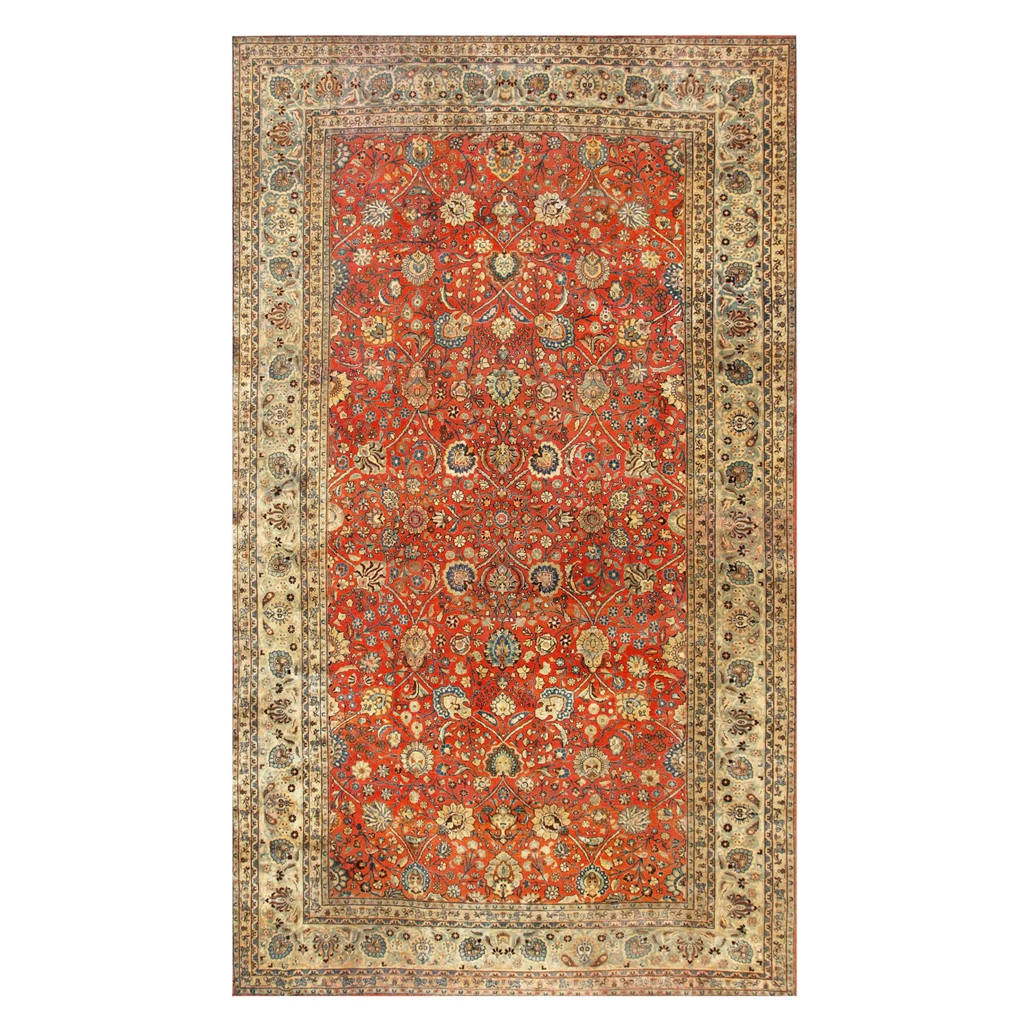 Red Antique Tabriz Persian Rug - 11'2" x 18'6"