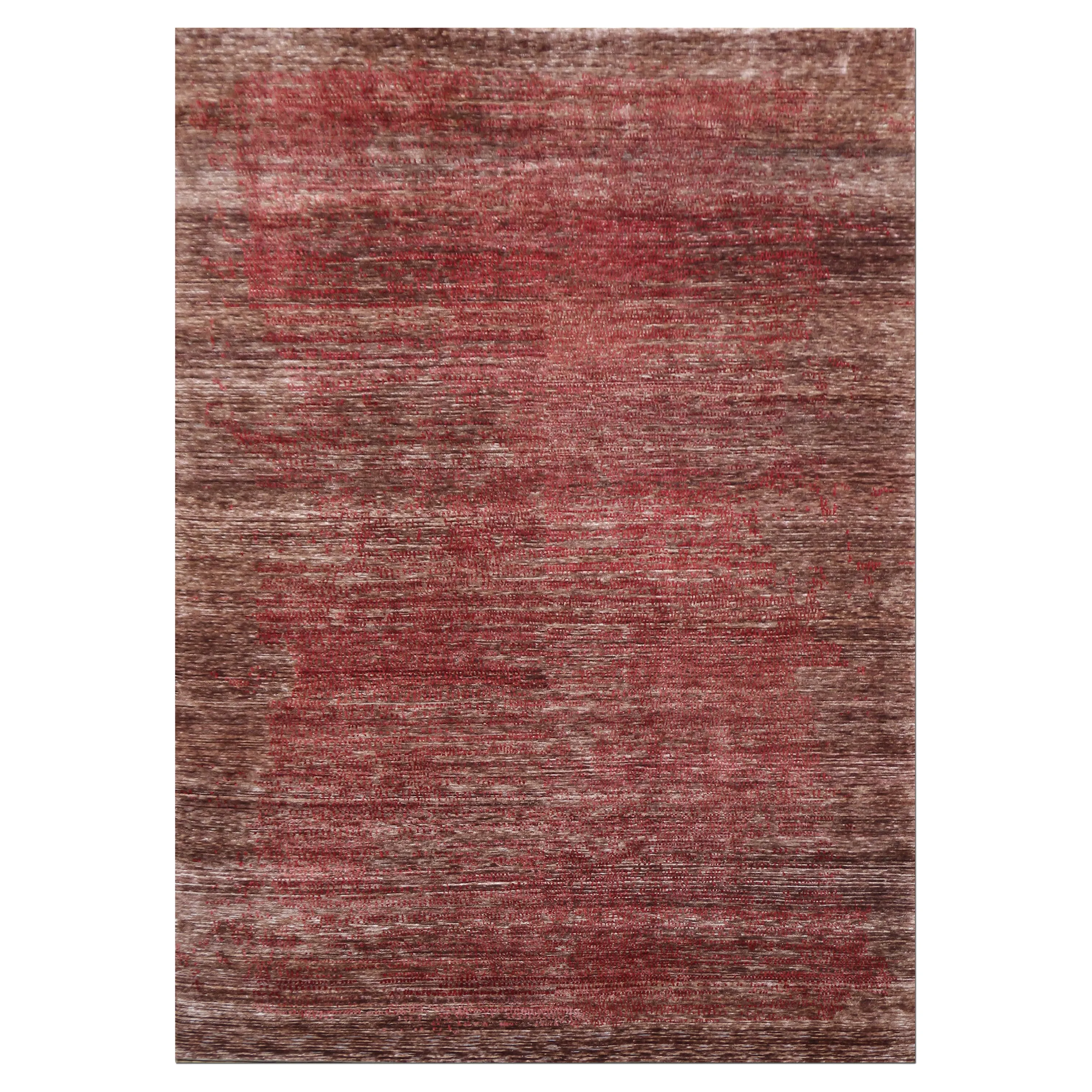 Red Nu Vibrant Tibetan Modern Silk Rug - 8' x 10'