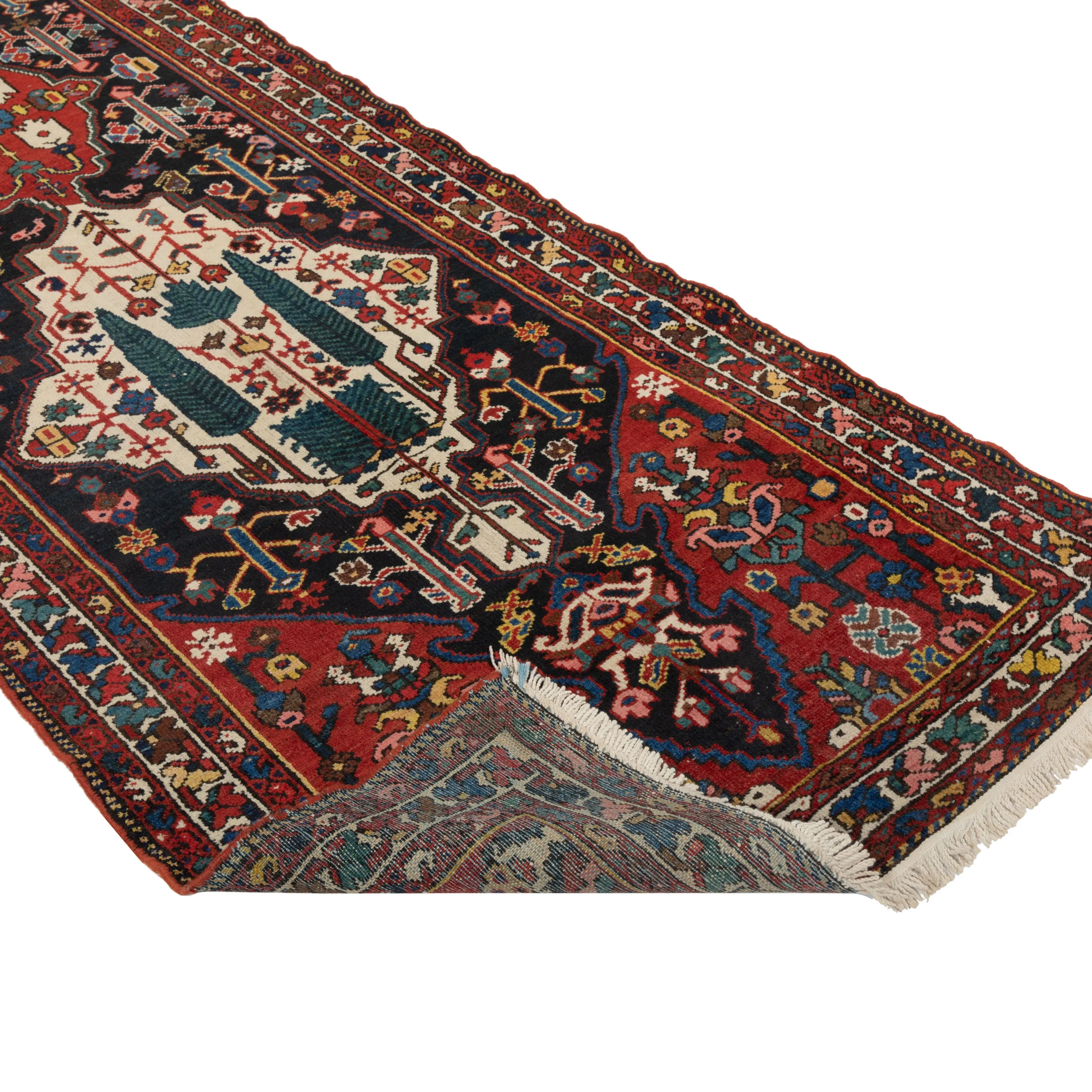 Red Overdyed Traditional Wool Persian Runner - 3'7" x 11'10"